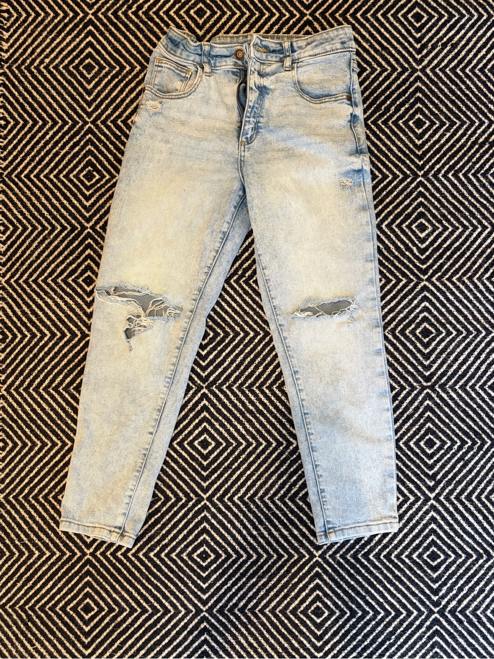 Art Class Light Blue Distressed Boyfriend Jeans for Girls - 12